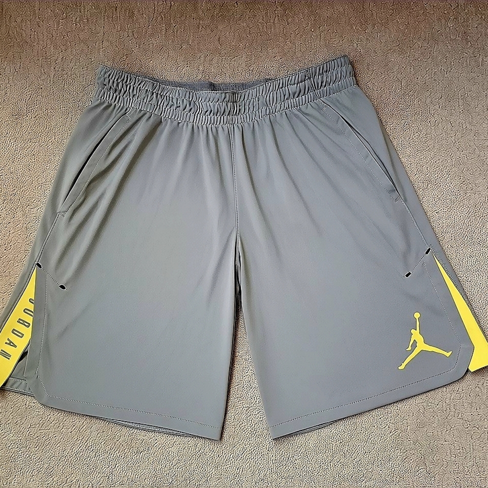 Jordan Men’s Athletic Shorts - Gray with Yellow Accents